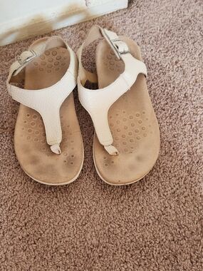 Kids White T-Strap Comfort Sandals